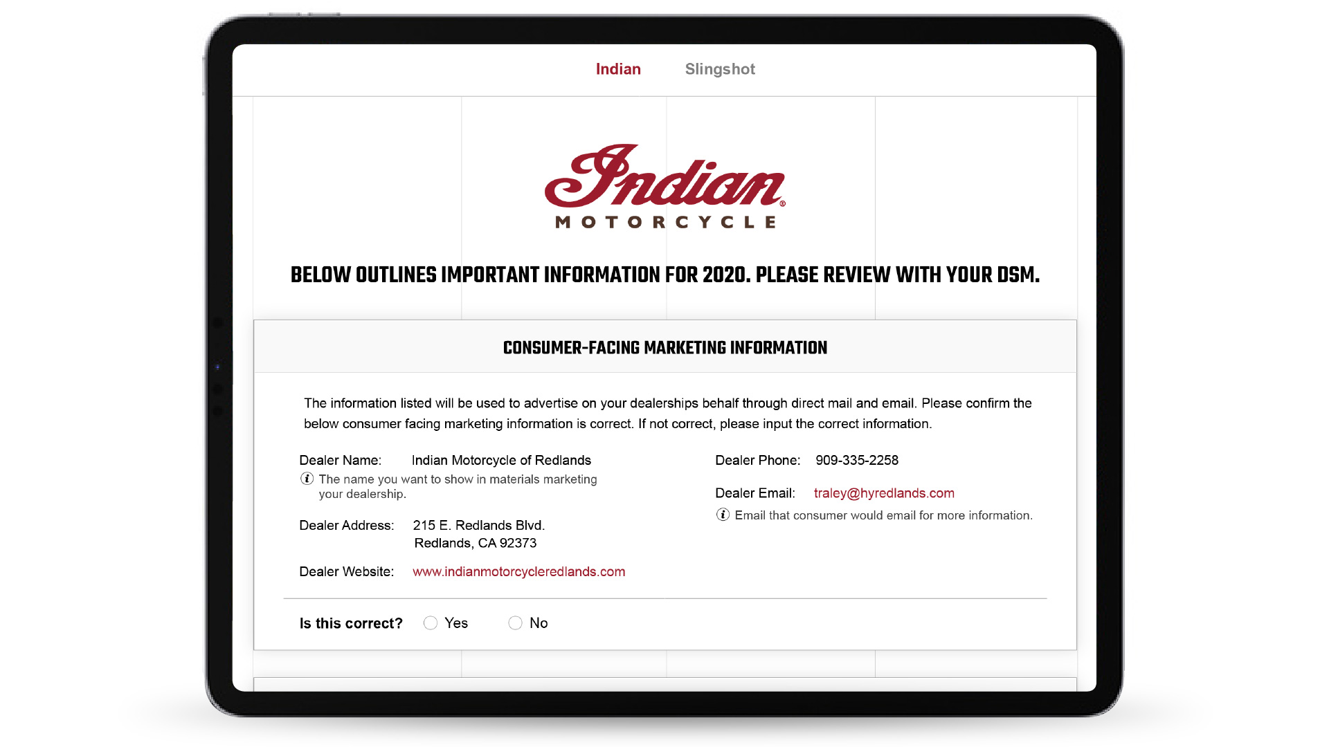 Indian Motorcycle Tablet